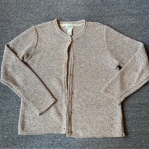 Vintage L.L Bean Tan 100% Cotton Thick Comfy Cardigan Button Up Medium Womens